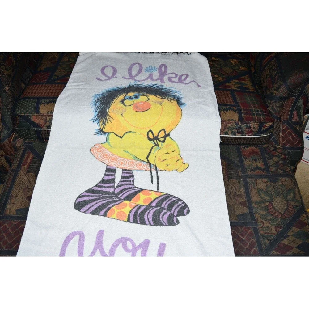 Vtg 1970's MCM I Like You Roth Greeting Cards Beach Towel Cute Kitsch Smile